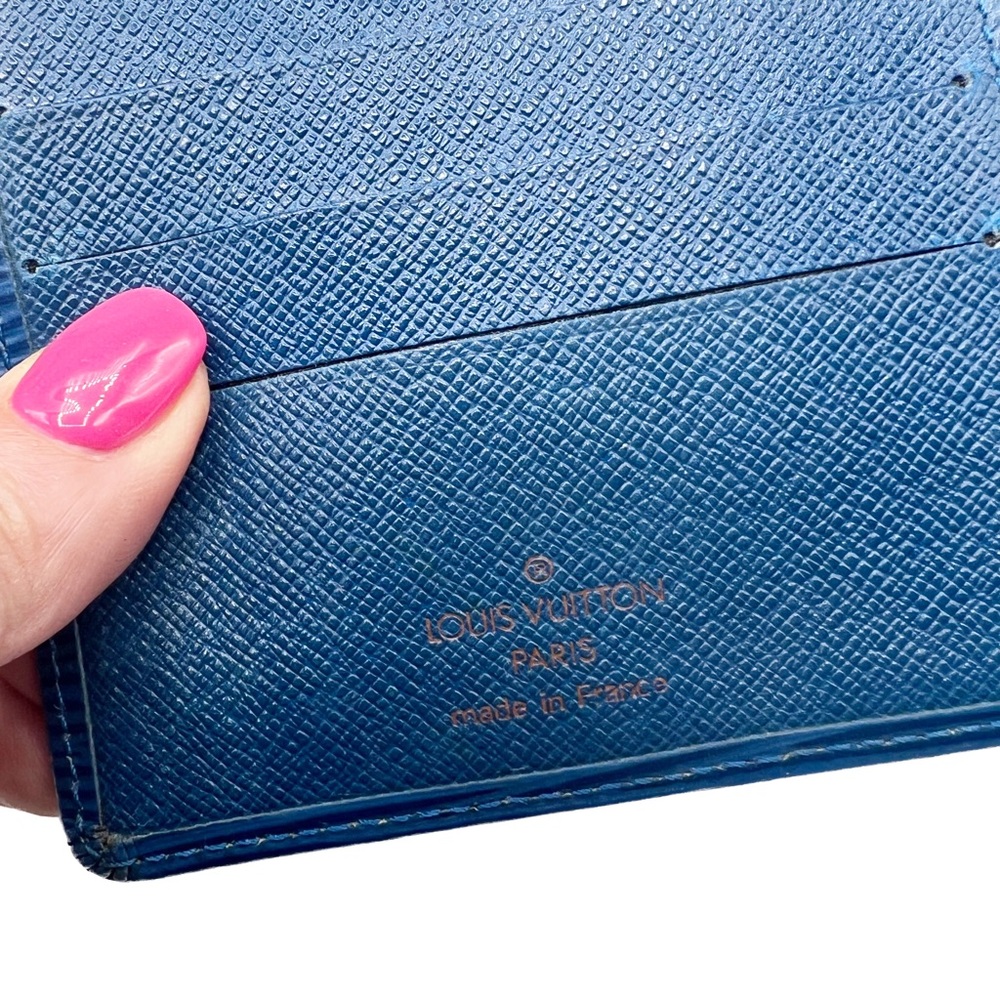 Louis Vuitton Blue Epi Leather Compact BiFold Wallet Unisex Vintage 98 Authentic - Picture 3 of 17